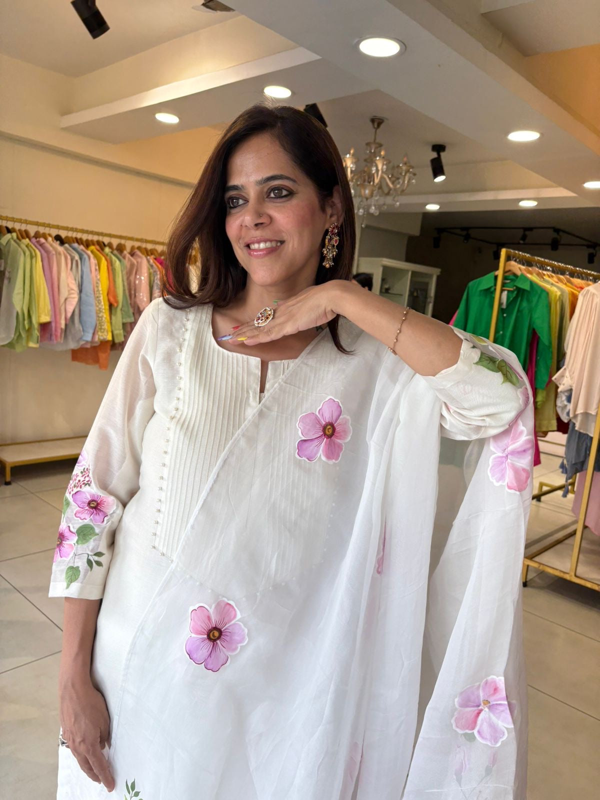 Chanderi Hand Paint Suit