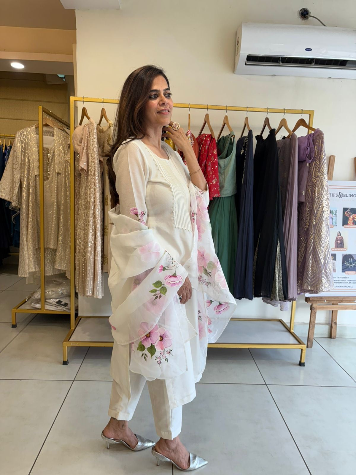 Chanderi Hand Paint Suit