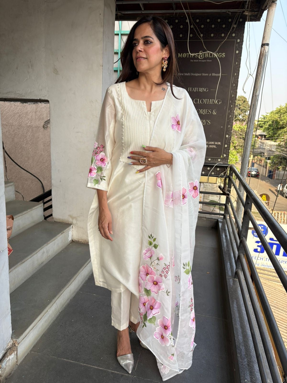 Chanderi Hand Paint Suit