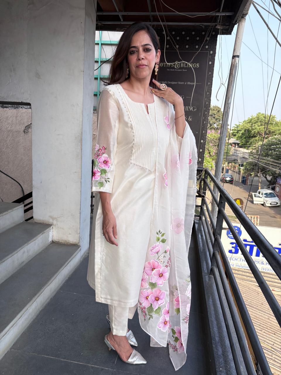 Chanderi Hand Paint Suit