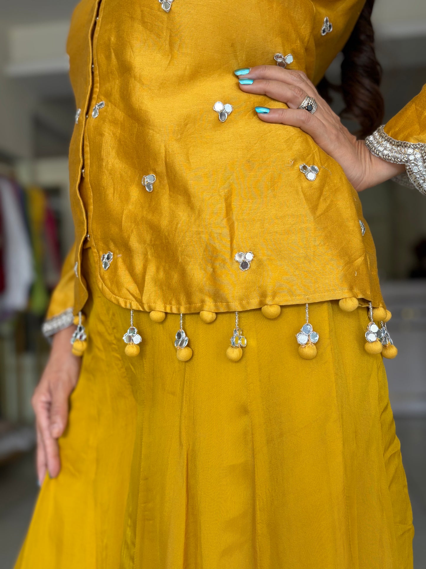 Mustard yellow Sharara Set