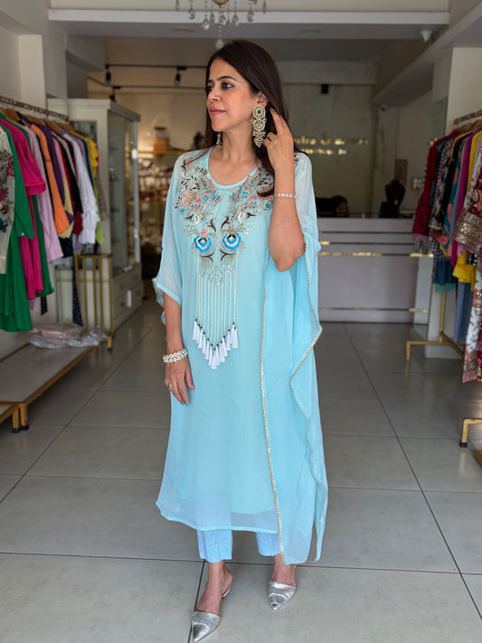 Organza handwork kaftan with inner