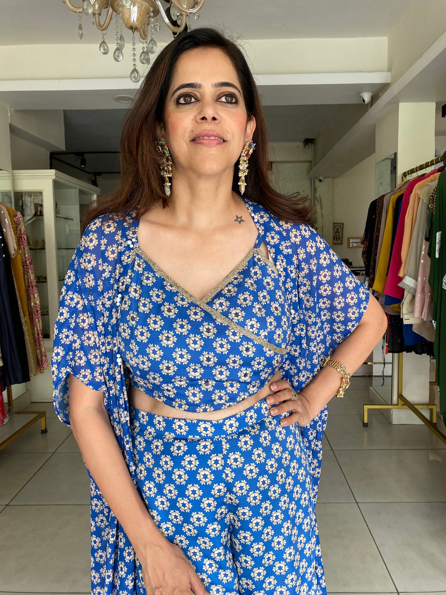 Printed garara shrug set