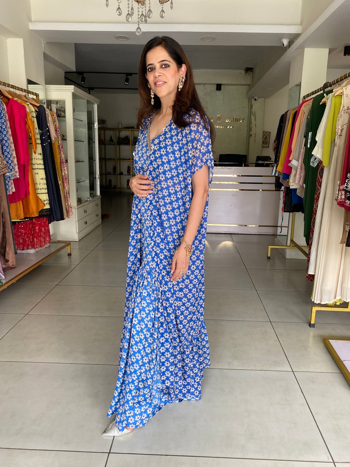 Printed garara shrug set