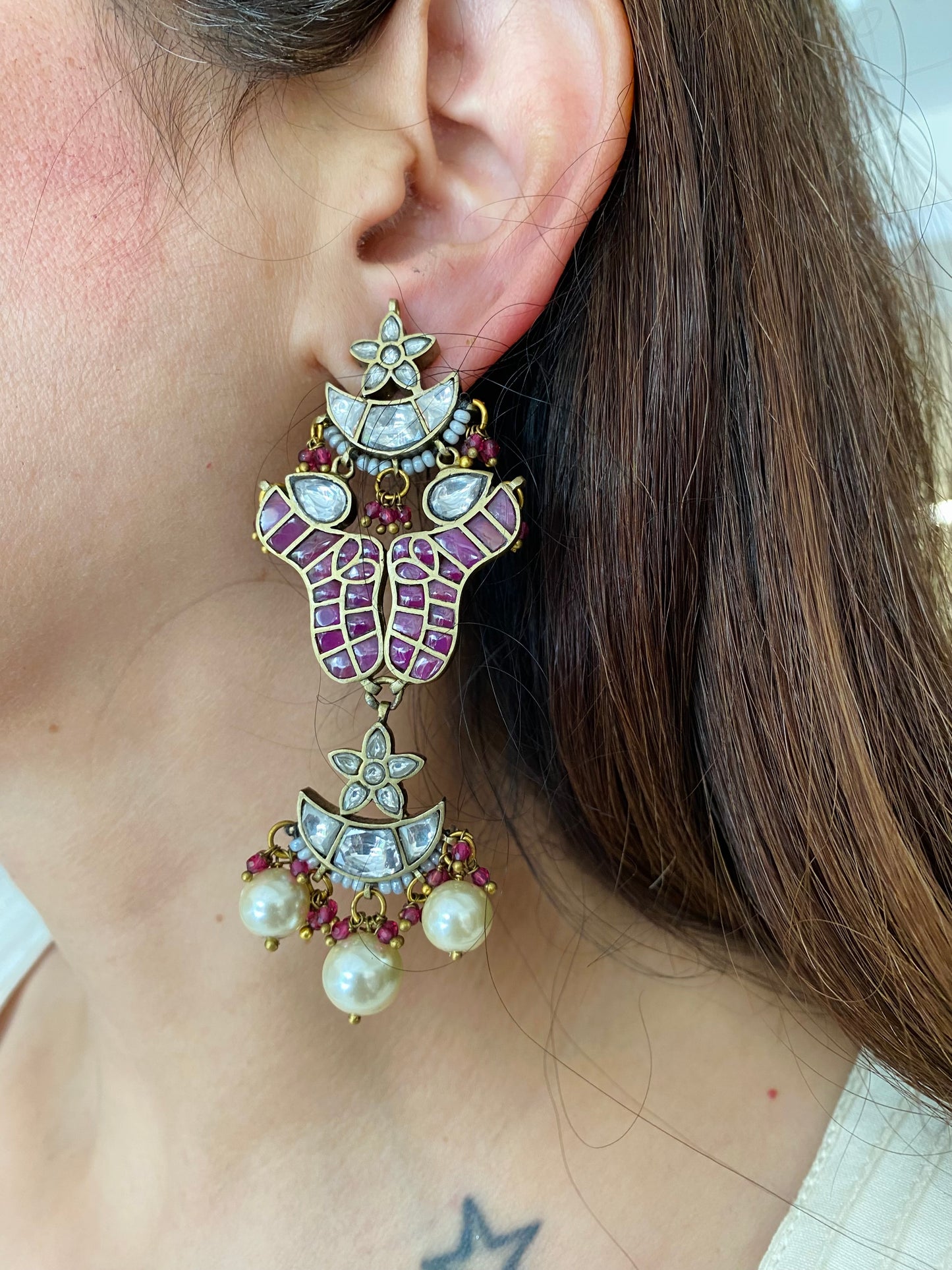 Antique Ruby earrings jadau