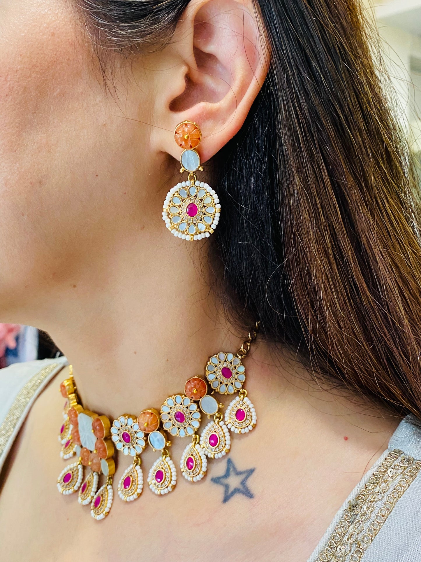 Gul noor polki choker set