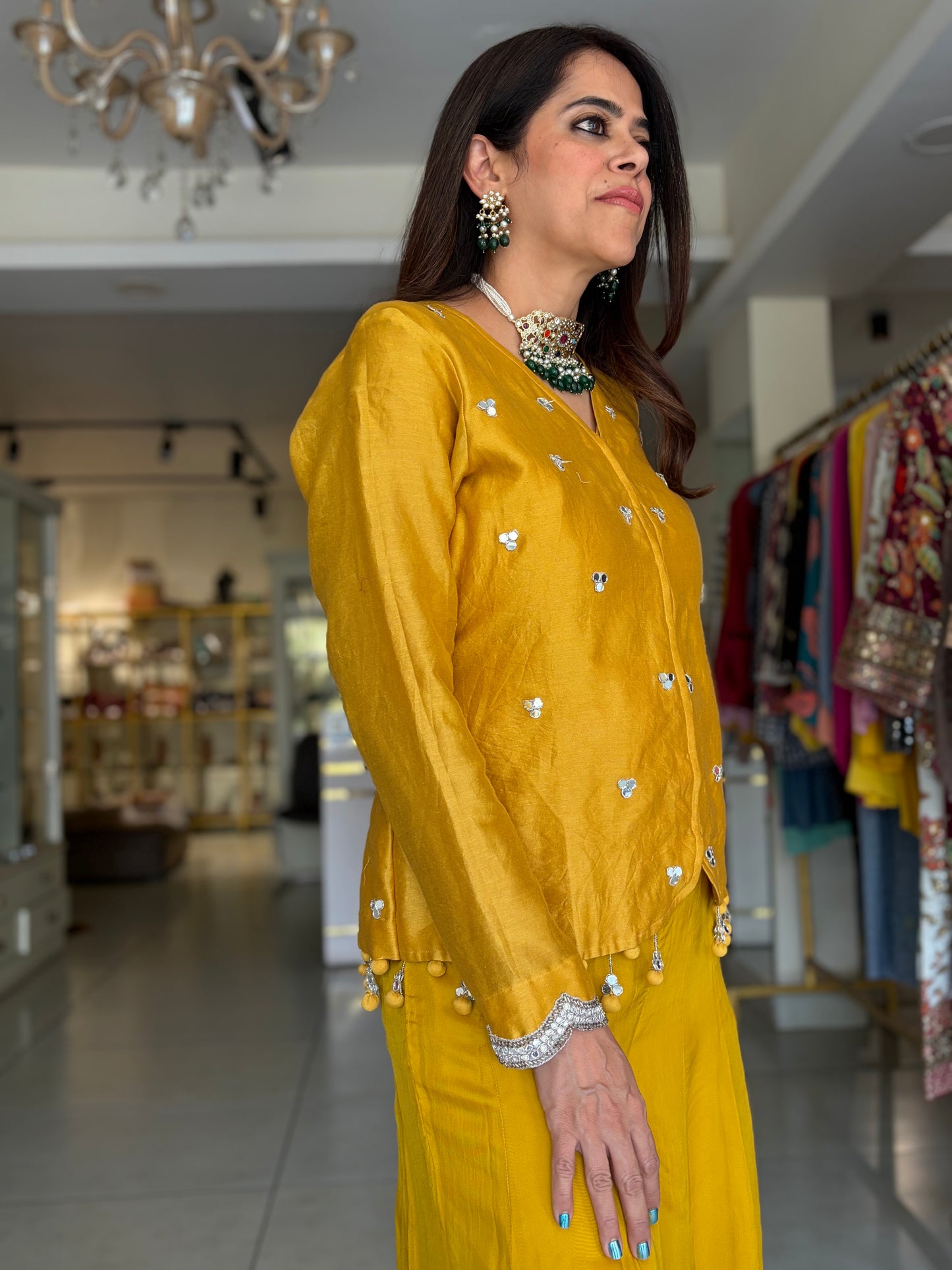 Mustard yellow Sharara Set