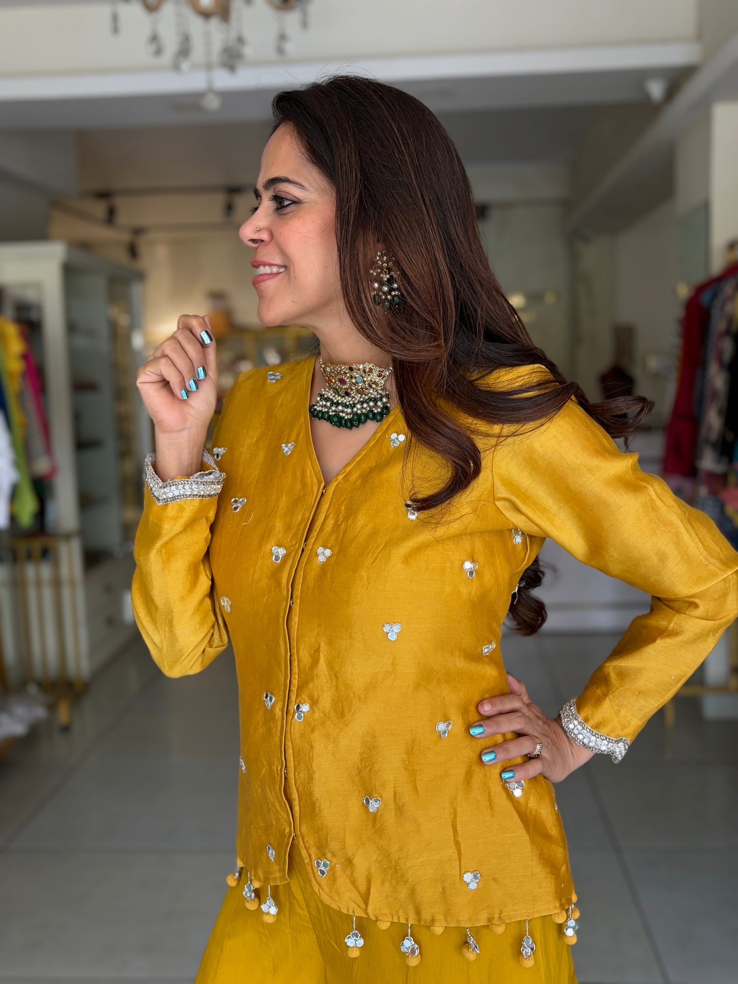 Mustard yellow Sharara Set