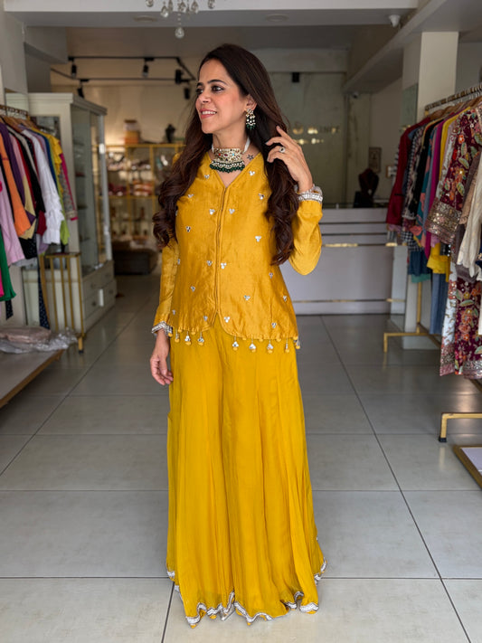 Mustard yellow Sharara Set