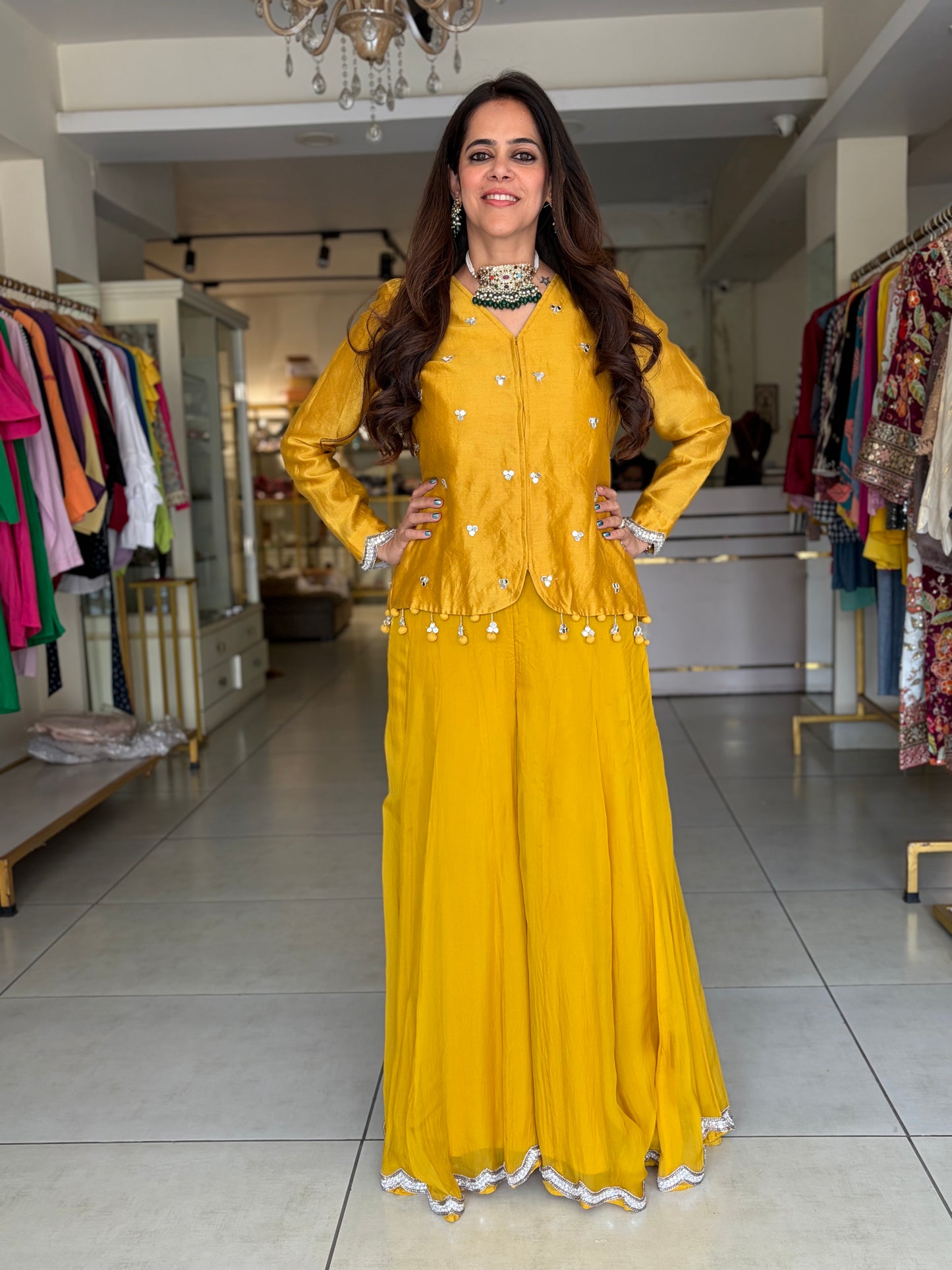 Mustard yellow Sharara Set