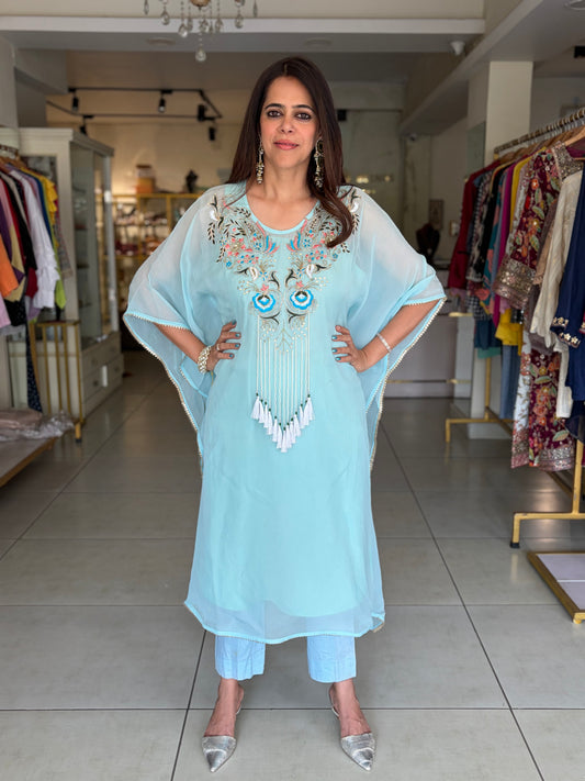 Organza handwork kaftan with inner