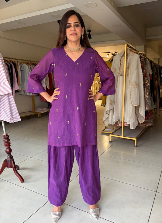 Mul chanderi kurta set