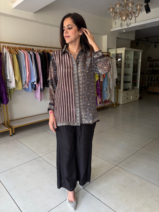 Stripe Ajrak Print shirt