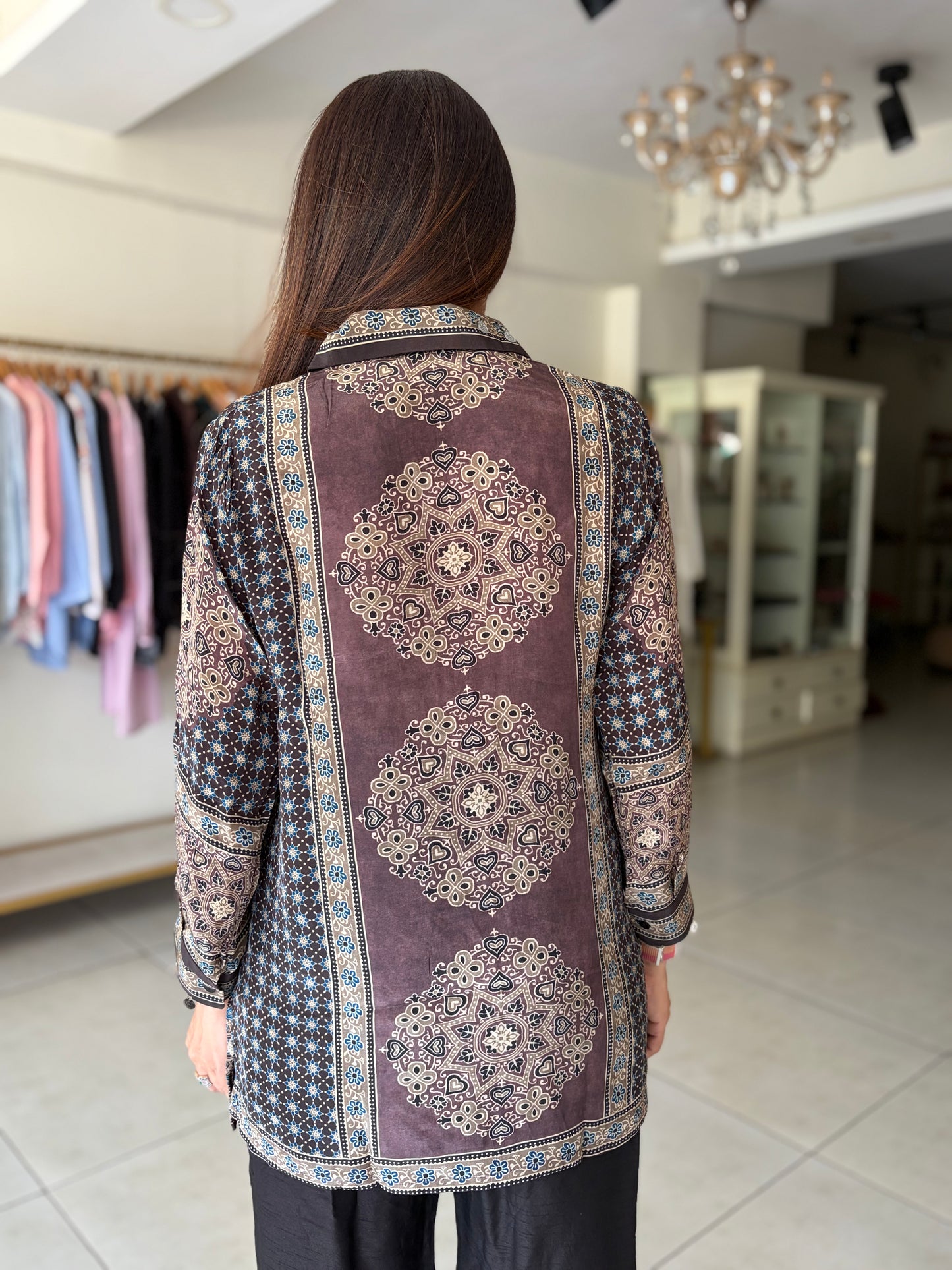 Stripe Ajrak Print shirt