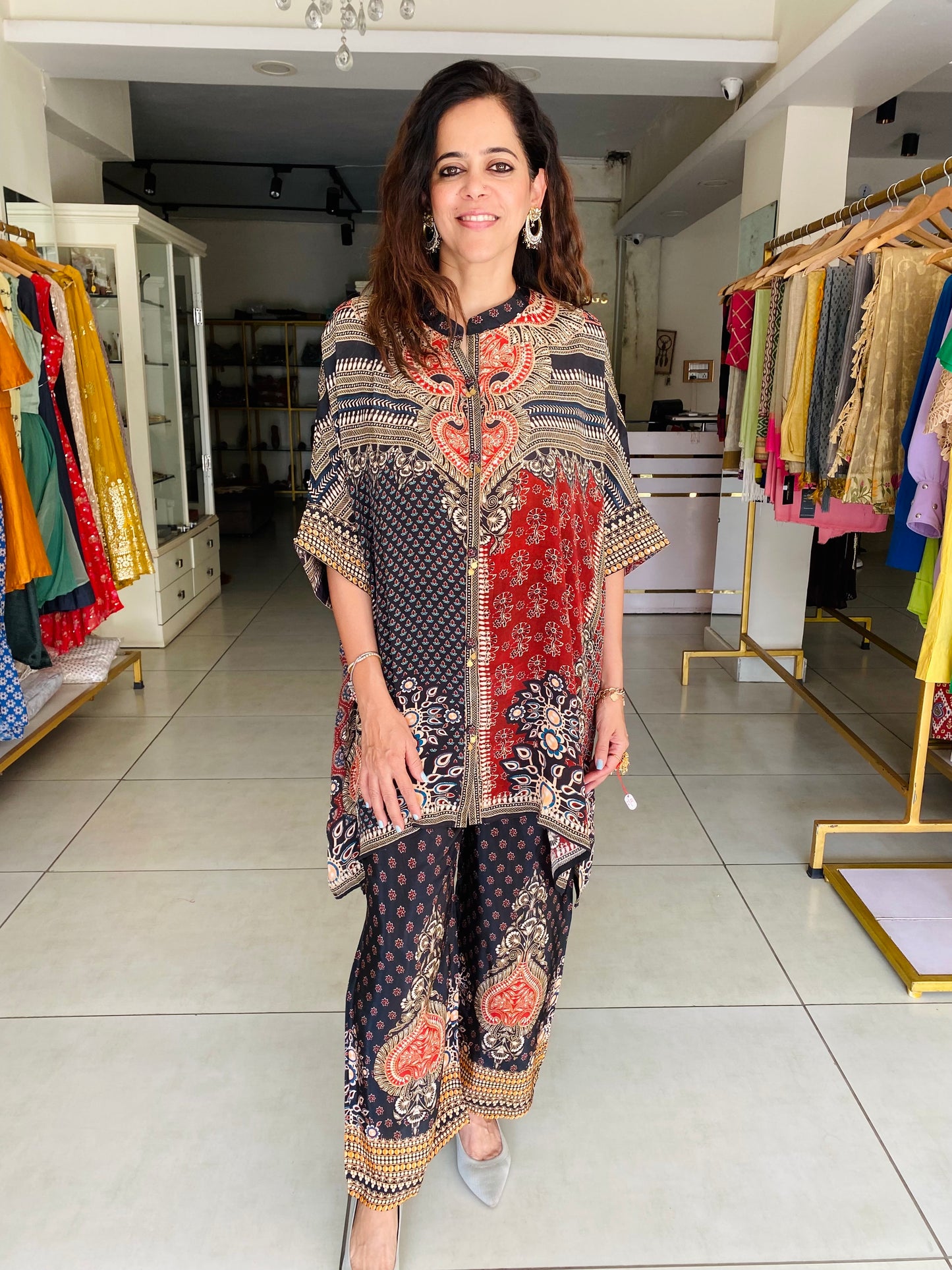 Ajrak Kaftan Coord Set
