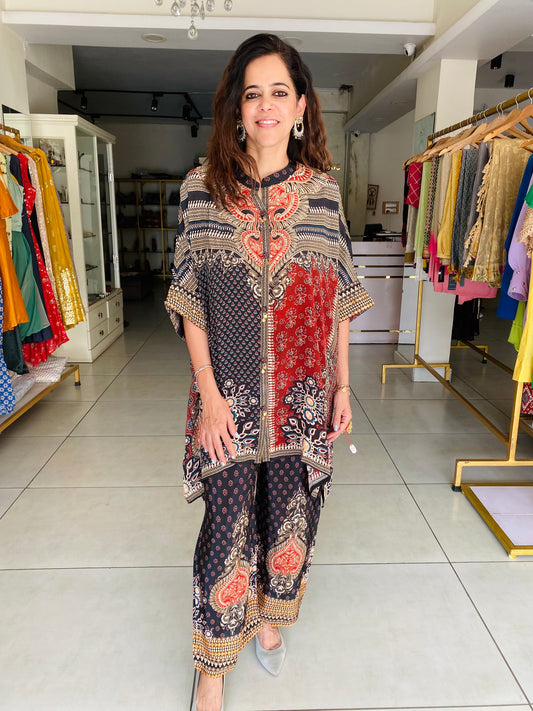 Ajrak Kaftan Coord Set