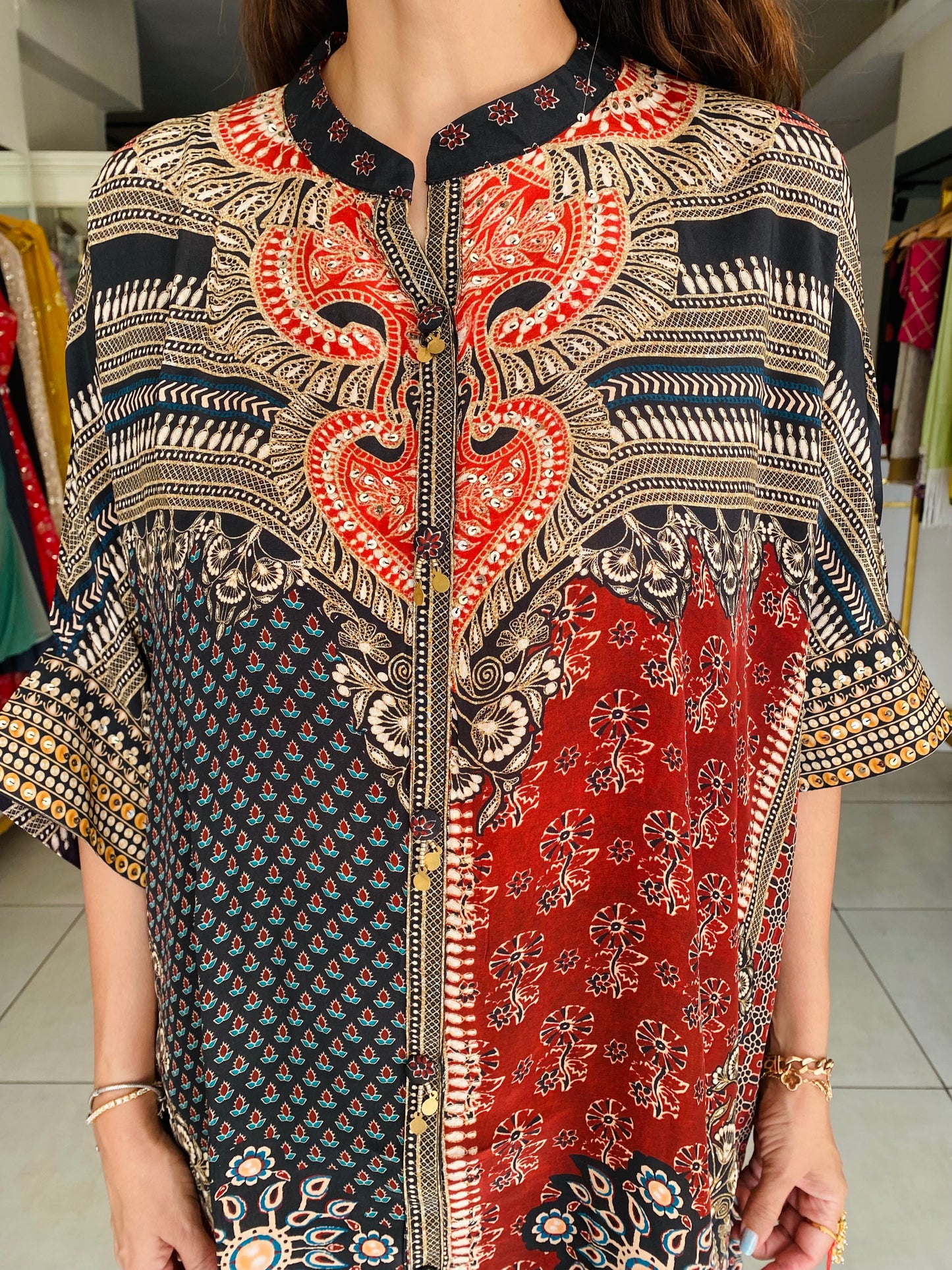Ajrak Kaftan Coord Set