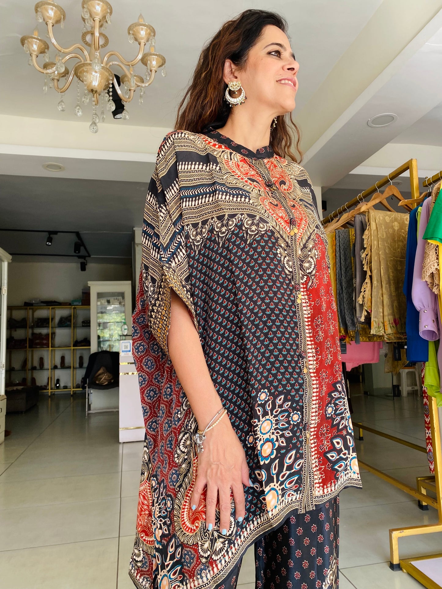 Ajrak Kaftan Coord Set