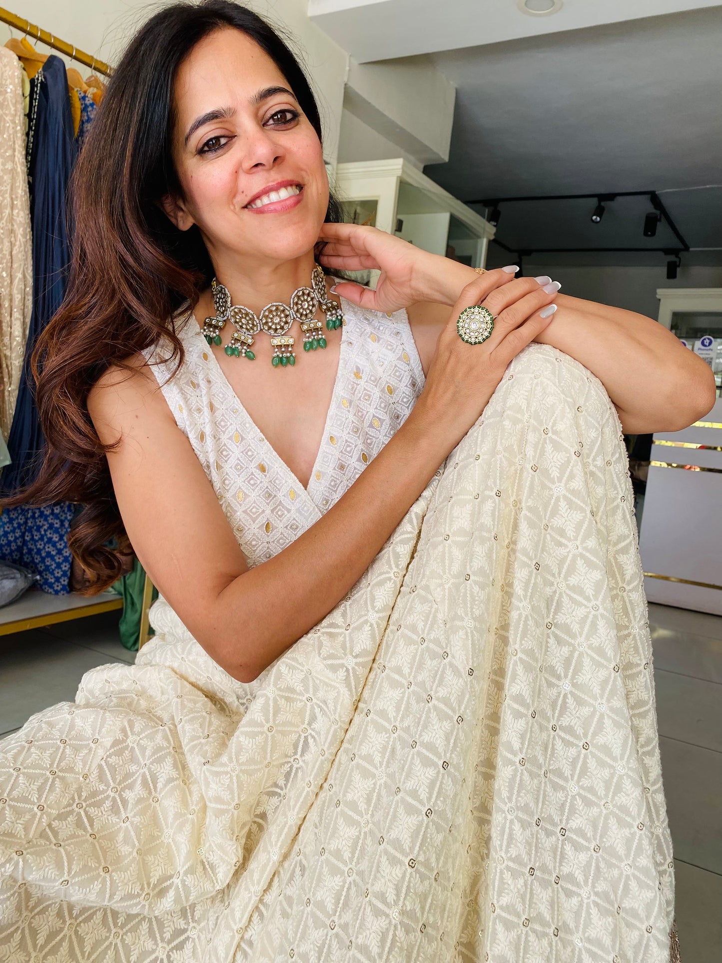 Precious stone necklace set