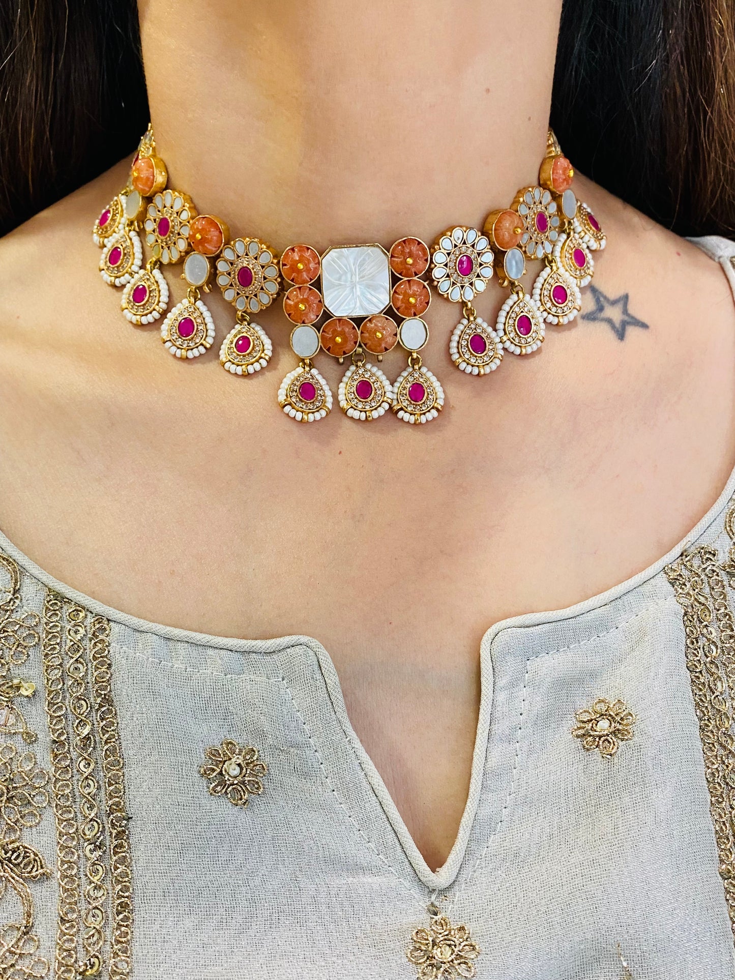 Gul noor polki choker set