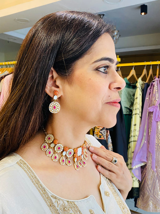 Gul noor polki choker set