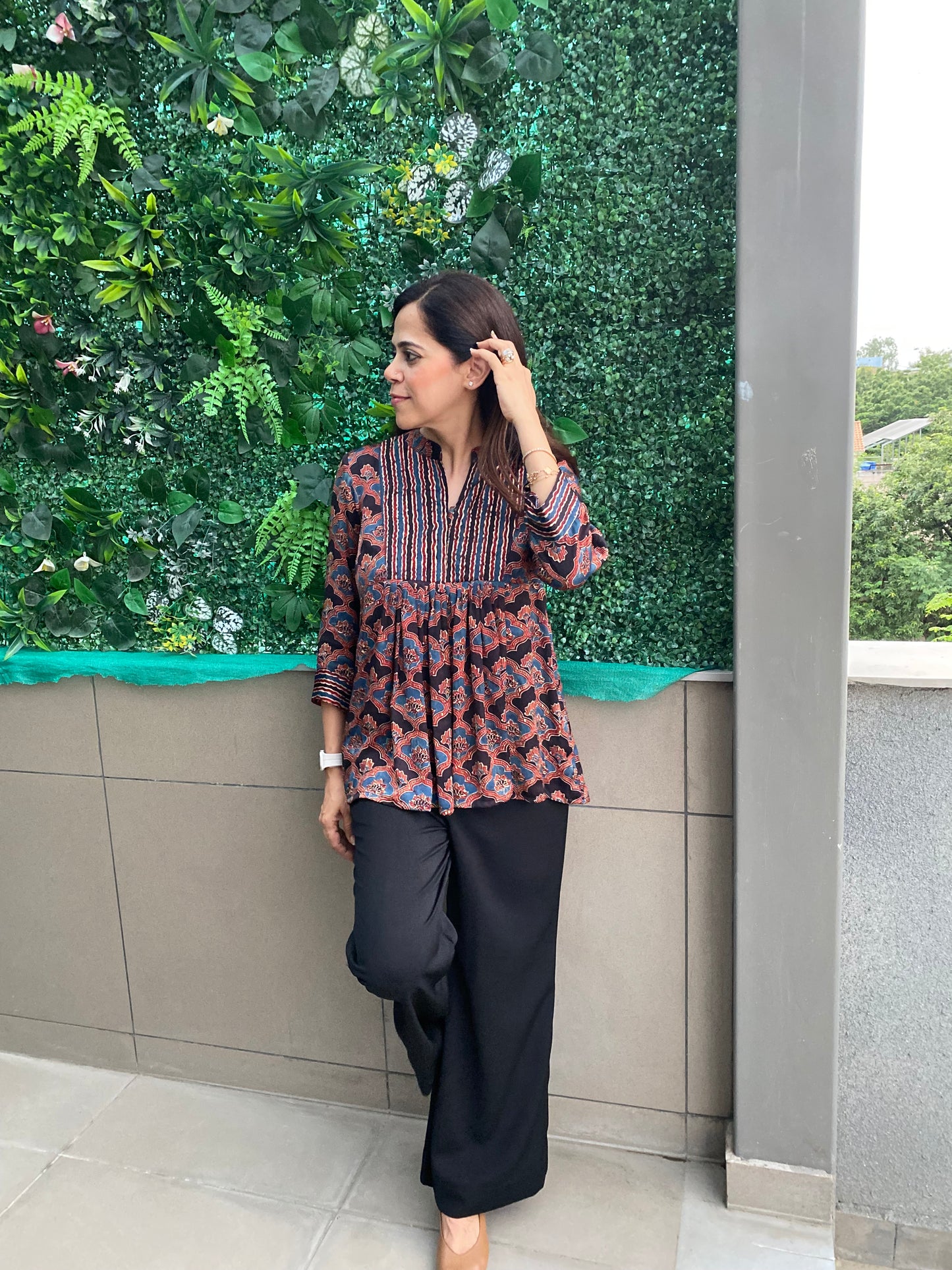 Ajrak tapestry peplum