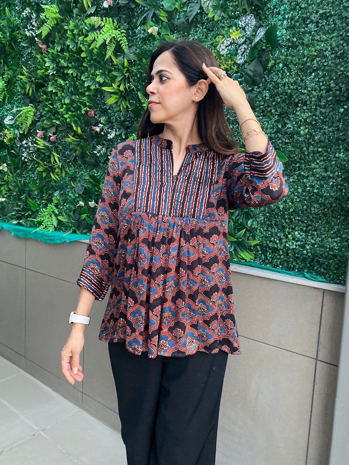 Ajrak tapestry peplum