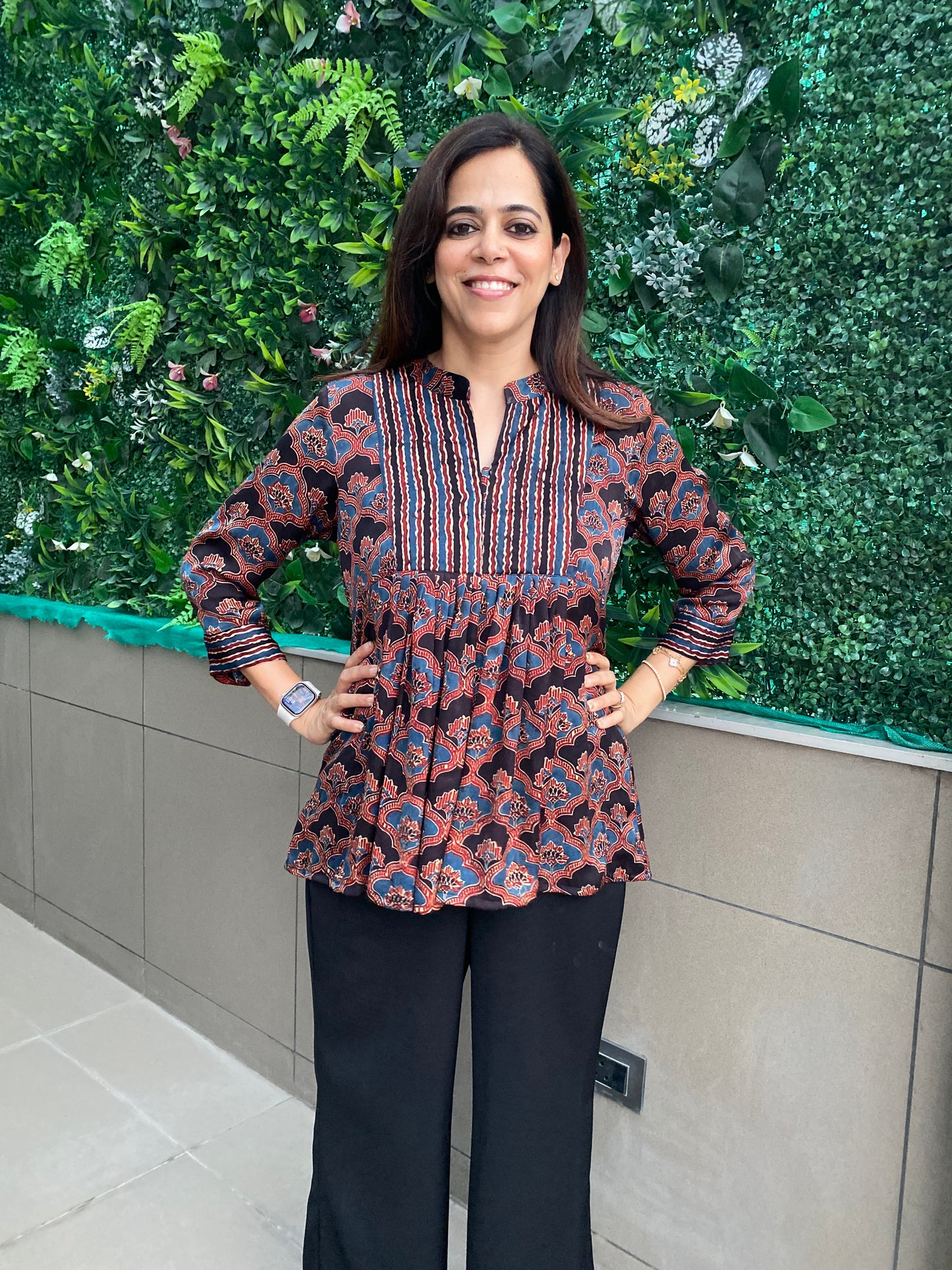 Ajrak tapestry peplum