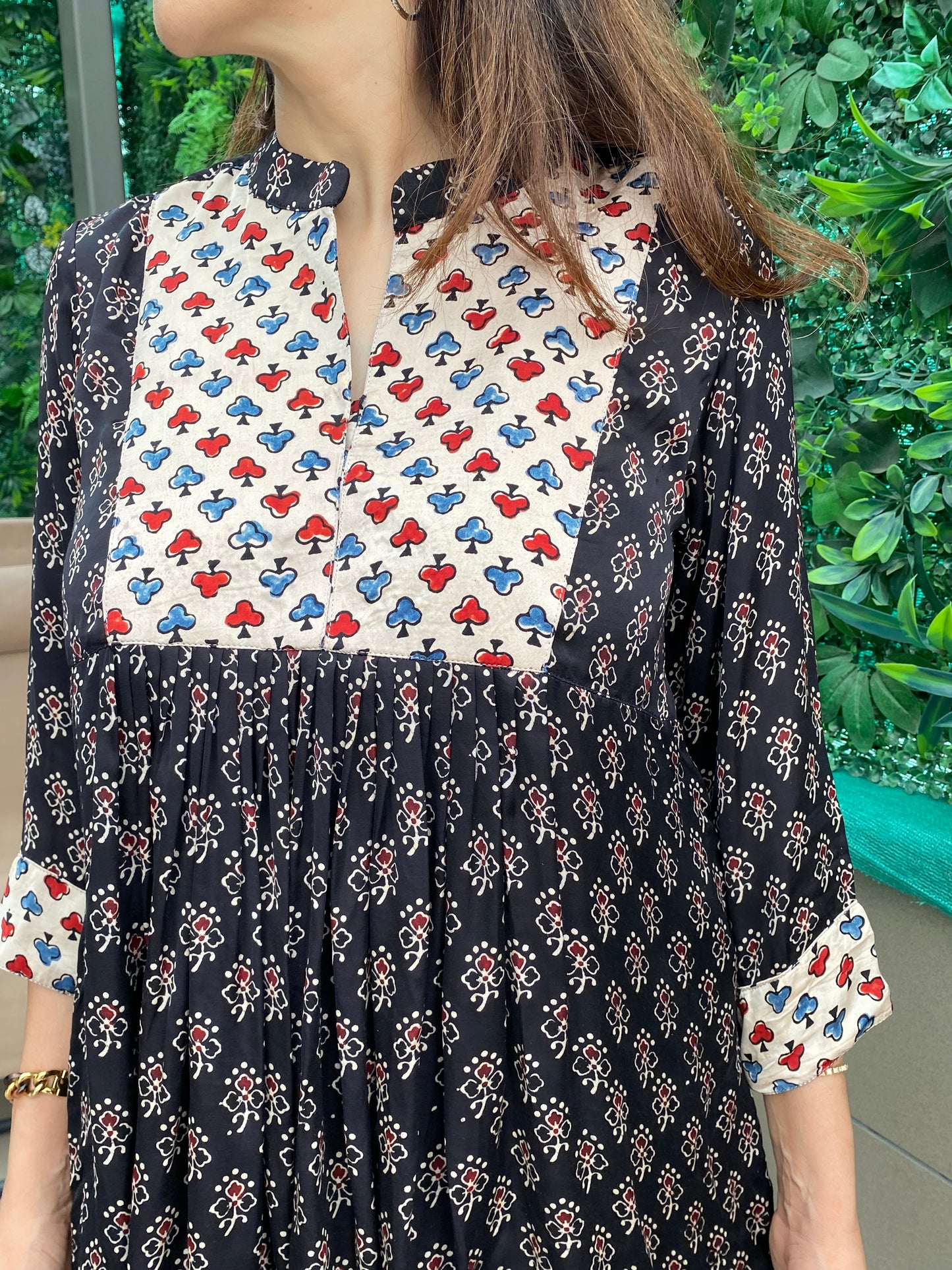 Block print peplum  top