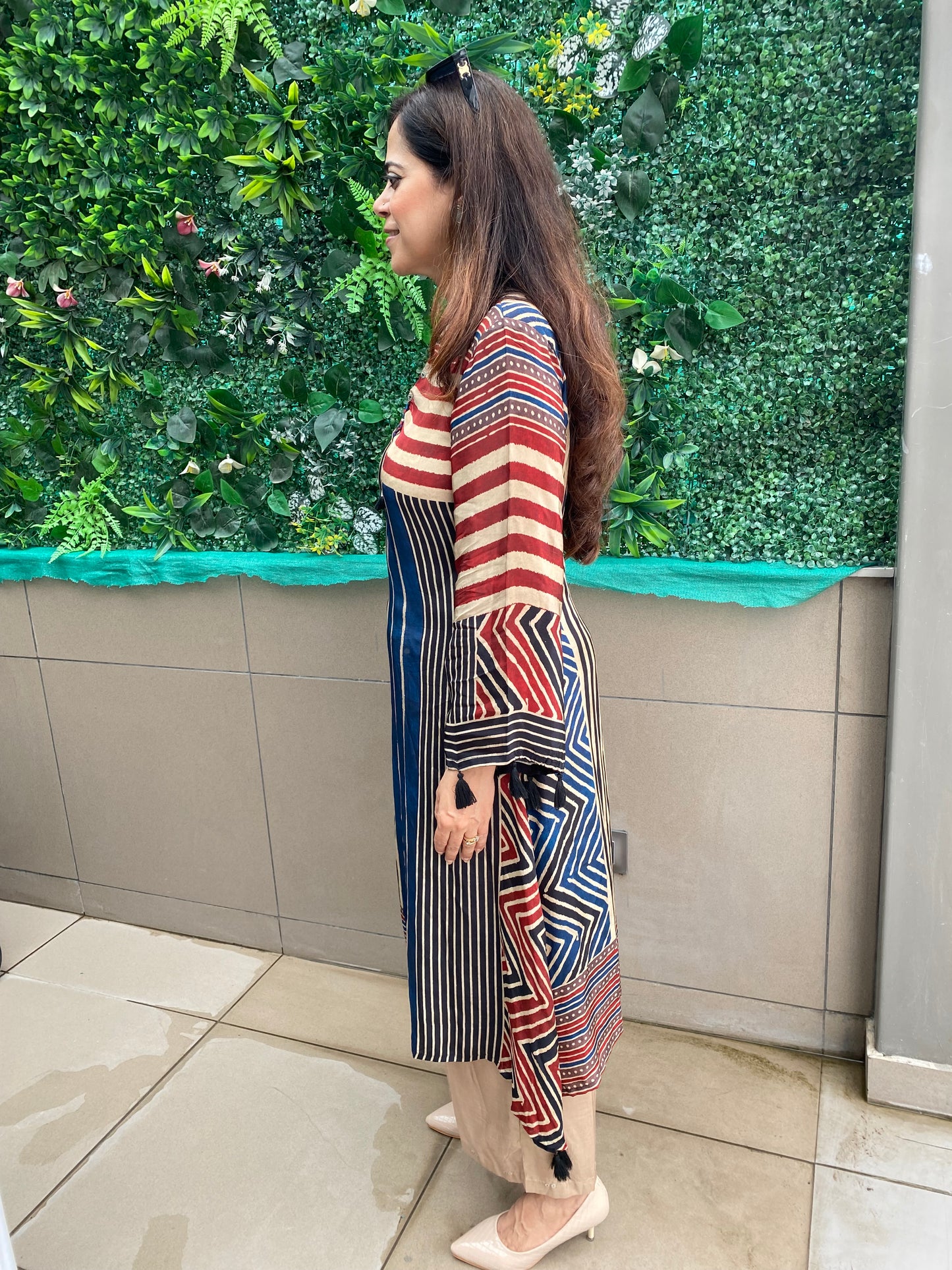 Blue and Maroon stripe coord set