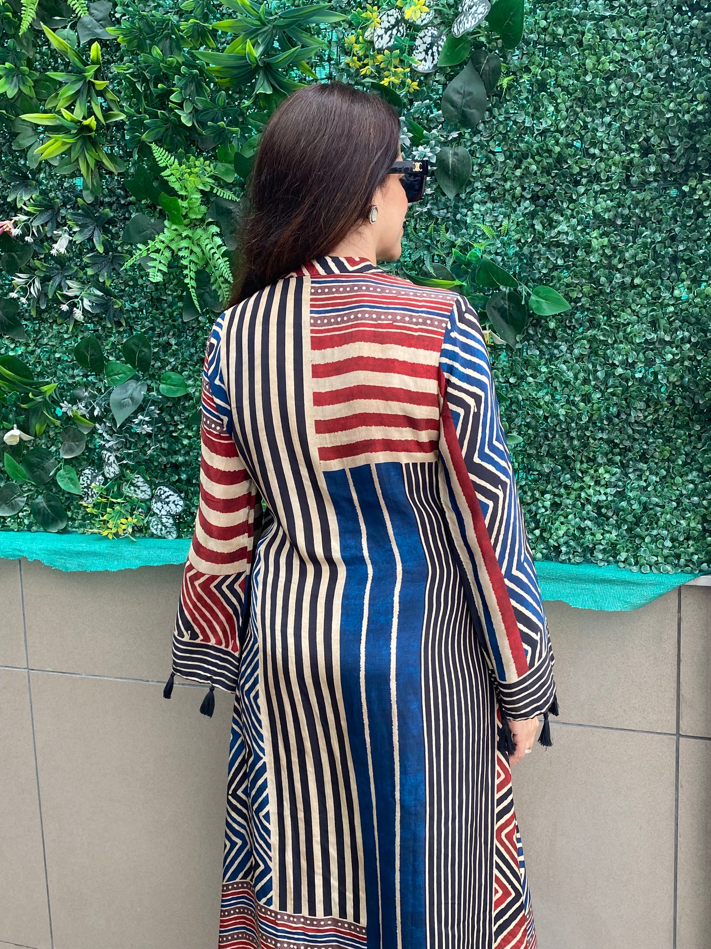 Blue and Maroon stripe coord set