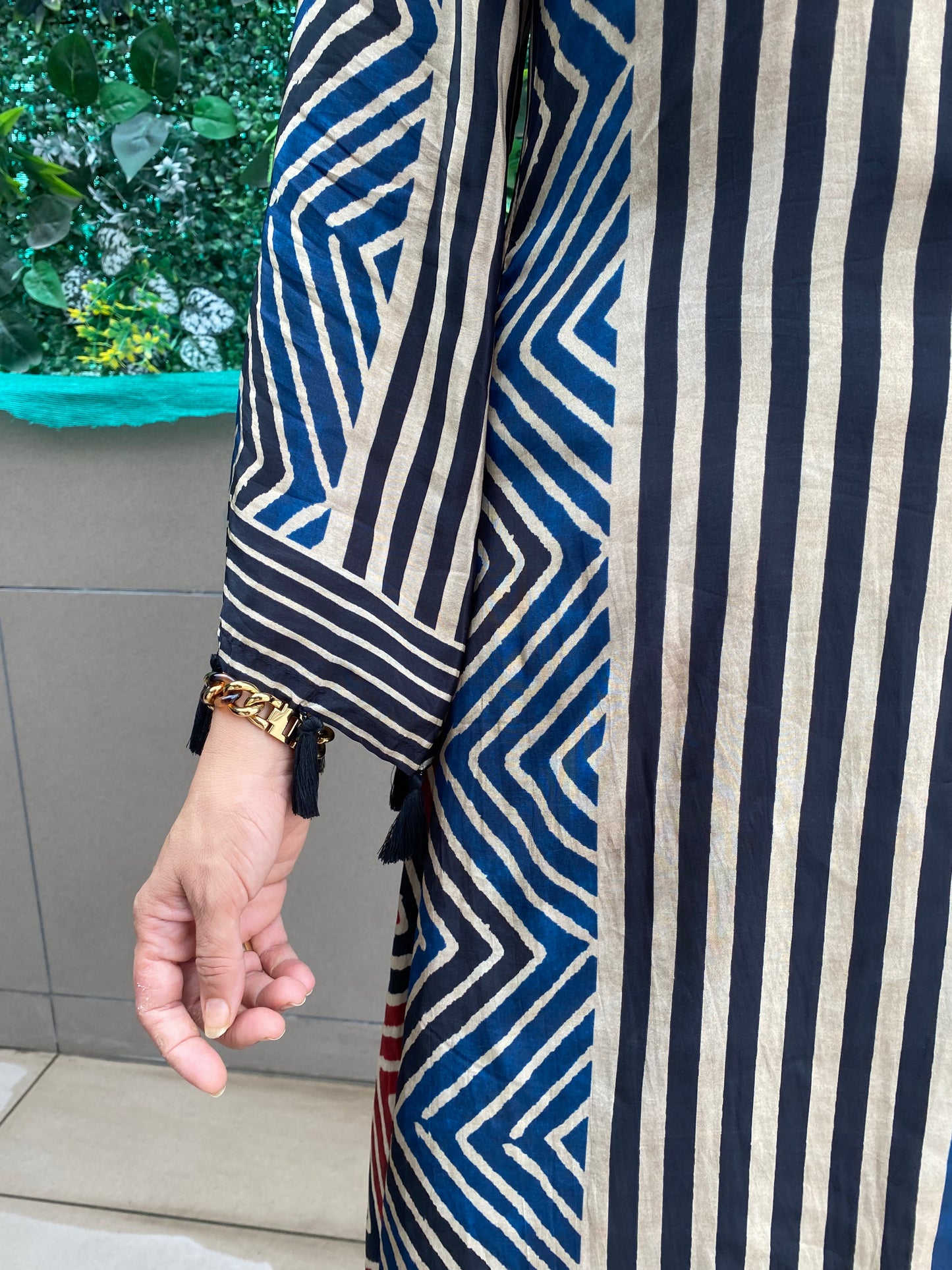 Blue and Maroon stripe coord set